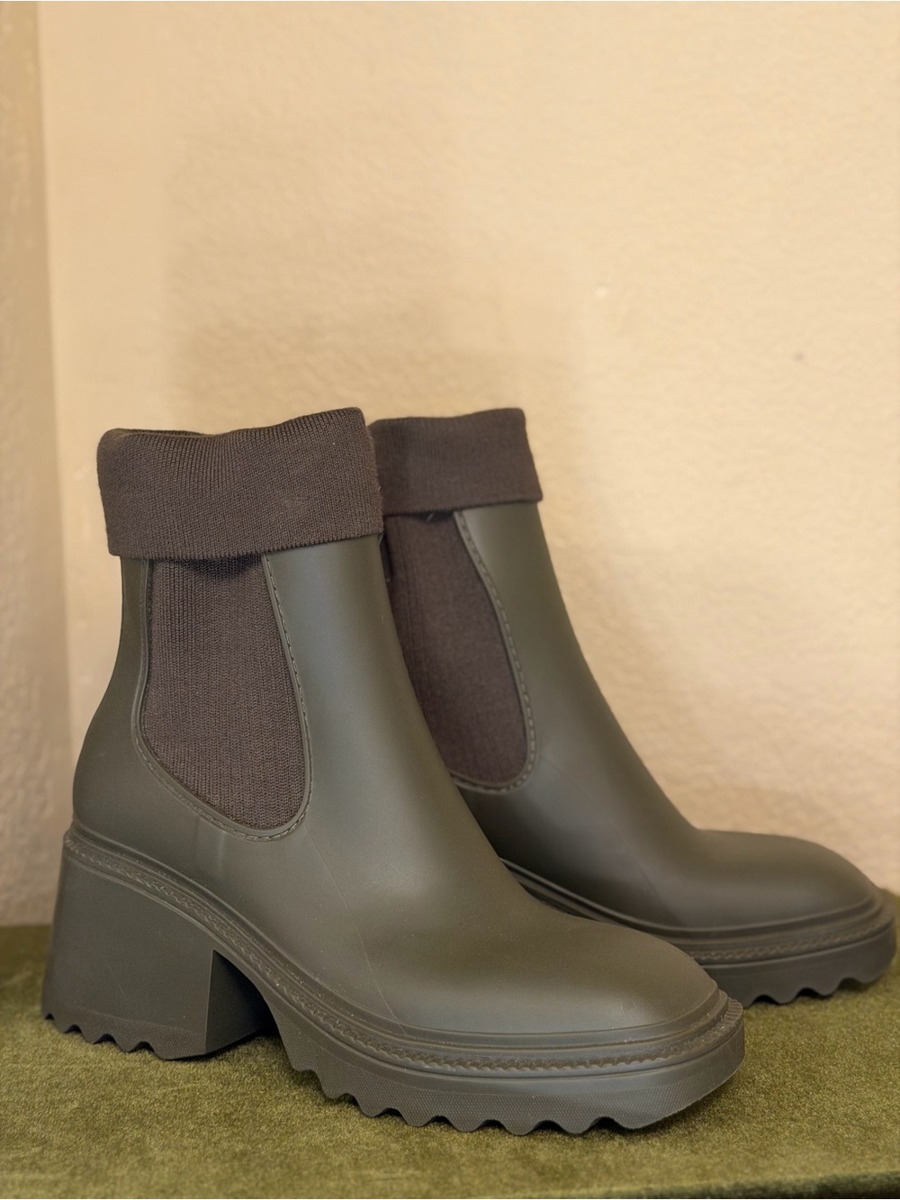 Circus by Sam Edelman Olive Green Chunky Chelsea Booties